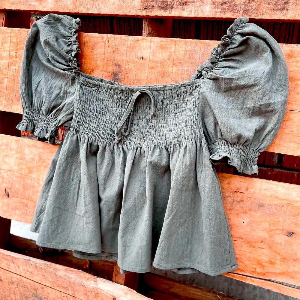 Army Green Peplum Top
